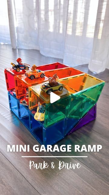 Alice | Magnetic Tiles Play Ideas on Instagram: "🚙Follow and Comment “GARAGE” to grab my book, featuring step-by-step visual and written instructions, including this mini garage ramp for your little ones to build on their own!  This one’s a favorite at our home, bringing us hours of fun every time we play!  #magnetictiles #magnetictilescreations #pandamommyteacher #carplay #carramps #stemforkids" Magna Tiles Car Ramp, Magna Tile Ramp, Magna Tiles Ramp, Magnetic Tiles Car Ramp, Magnet Tile Ramp, Magnatiles Race Track, Magnetic Tile Storage Ideas, Magnet Tile Ideas, Magnatiles Car Ramp