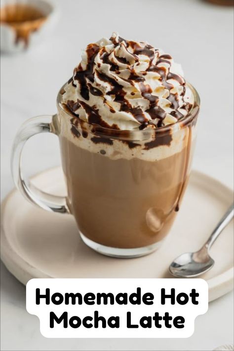 Homemade Hot Mocha Latte | Easy  Mocha Latte Recipe Easy Mocha Coffee, Sweet Hot Coffee Recipes, Milk Frother Hot Chocolate, Instant Milk Frother Recipes, Hot Espresso Recipes At Home, How To Make A Mocha At Home, Cafe Mocha Recipe At Home, Nespresso Frother Recipes, Delonghi Espresso Machine Recipes