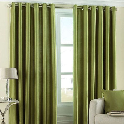 Fiji Green Eyelet Curtains | Dunelm Green And White Living Room, Green Curtains Bedroom, Living Room Drapes, Window Treatments Bedroom, Buy Curtains, Silk Curtains, Green Curtains, Cool Curtains, Bohemian Bedroom Decor