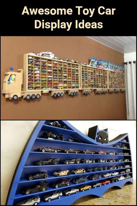 Do you have kids who love Hot Wheels and Matchbox cars? Or perhaps there's a kid-at-heart in the household who collects these toy cars? Then these awesome toy storage ideas are for you! These storage ideas also serve as display units that'll look amazing when filled with toy cars! Matchbox Car Storage Ideas, How To Display Matchbox Cars, Matchbox Car Display, Matchbox Cars Display Diy, Hot Wheels Storage Ideas Diy, Toy Car Display Ideas, Hot Wheels Wall Storage, Hotwheel Display, Car Display Ideas