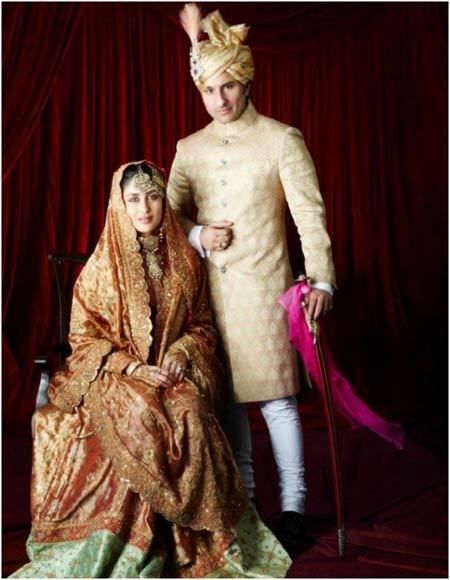 Kareena Kapoor Wedding Dress, Kareena Kapoor Wedding, Lara Dutta, Indian Groom Wear, Bollywood Bridal, Dia Mirza, Saif Ali Khan, Wedding Sherwani, Wedding Dress Men