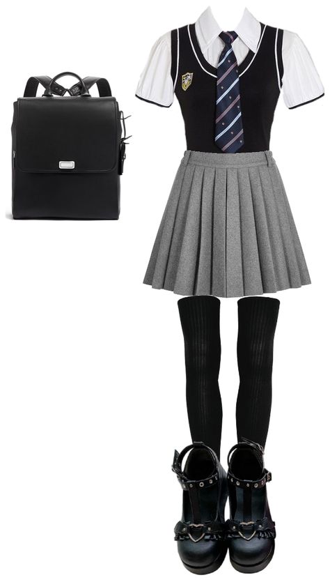 School Skirt Outfits, Korean School Outfits, Outfit Ideas For High School, Back To School Outfit Ideas, School Outfit Ideas, School Uniform Skirts, Outfit Korean Style, School Uniform Outfits, School Uniform Fashion