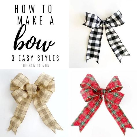 Nov 13, 2019 - A bow is the finishing touch on any DIY wreath! I'll show you three SUPER EASY ways to make a bow for a wreath, plus a few extra tips and tricks. Bow Making Tutorials, Diy Wreath Bow, Jul Diy, Christmas Bows Diy, Diy Copper, Christmas Wreaths Ideas, Homemade Bows, Make A Bow, Christmas Wreaths Diy Easy