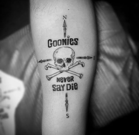 Goonies Never Say Die Goonies Tattoo, Goonies Skull, Los Goonies, Goonies Never Say Die, Movie Tattoo, Movie Tattoos, Tattoos Meaning, The Goonies, Face Tattoos