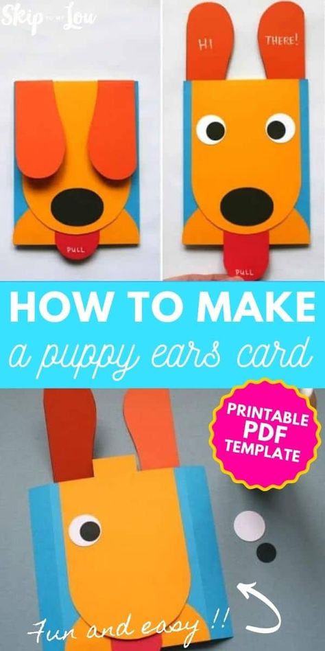 This Puppy Ears Card is an adorable card that is easy to make and a delight to open! Kids will love making and giving this fun card. #card #DIY #Puppy Puppy Crafts For Kids, Easy Cards For Kids, Birthday Card Diy Kids, Pop Up Cards Diy Easy, Kids Cards Handmade, Card Making For Kids, Birthday Card For Aunt, Puppy Crafts, Puppy Ears