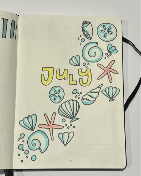 July Bullet Journal, Ocean Theme, Bullet Journal, Notebook, Paris