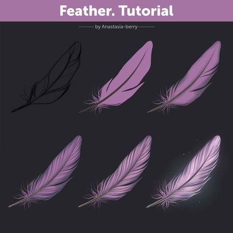 Feather. Tutorial | Patreon How To Draw Feathers, Feather Tutorial, Digital Art Software, Feather Drawing, Art Advice, Digital Art Beginner, Feather Painting, Digital Painting Tutorials, Art Tutorials Drawing