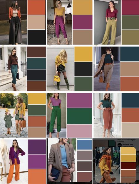 Autumn Color Palette Fashion, Deep Autumn Color Palette, Color Knowledge, Colour Combinations Fashion, Color Combos Outfit, Color Blocking Outfits, Color Combinations For Clothes, Color Trends Fashion, Deep Autumn