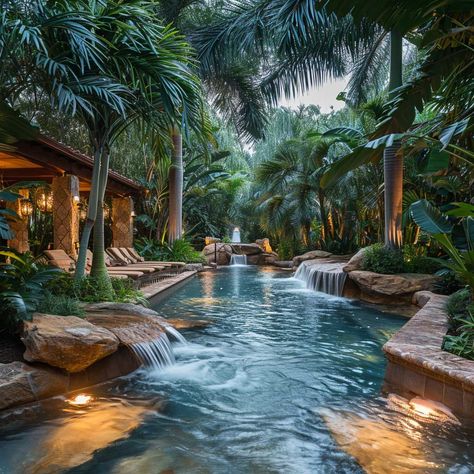 Tropical Homestead, Swimming Pools Backyard Inground, Big Pool, Castle House Design, Dream Backyard Pool, Lakeside Resort, Big Pools, Lazy River, Tropical Pool