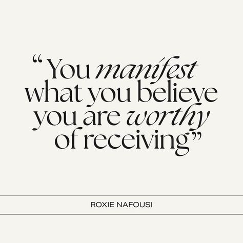 Roxie Nafousi on Instagram: "The most important lesson in manifestation is this. We manifest what we believe we are worthy of receiving. That’s why inner work and healing is so integral to this practice and why manifestation is a such a powerful and transformative self-development practice to live by! You can learn everything you need to know about this practice, laid out in 7 practicable steps, in my best-selling book MANIFEST: 7 Steps to Living Your Best Life now and then you can read my foll Manifest 7 Steps To Living Your Best Life, Roxie Nafousi Vision Board, Roxie Nafousi Manifest, Roxie Nafousi Quotes, Manifest Roxie Nafousi, Quotes About Believing In Yourself, Learn Aesthetic, Higher Self Aesthetic, Higher Self Quotes