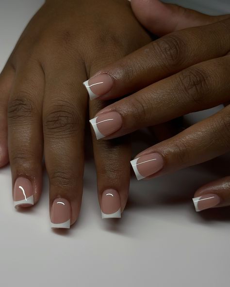 At the beginning of my career, I really hated French tips but I have come to realise they are truly the true essence of nail designs, they make you feel so feminine and refined❄️ 🤍 them #dovenailsbysharon Nail Inspo For Black Women, Straight Line French Tip, Glam French Nails, French Tip Nails Black Women, Short Nail Designs Black Women, Biab French Tip, Gel X French Tip Nails, French Tip Dip Powder Nails, Natural French Tips