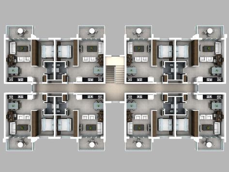 1 Bedroom Apartment Floor Plan Modern, Residential Apartment Architecture Plan, Studio Apartment Building Design, 2 Bedroom Plans Apartment, 10 Apartment Building Plan, 8 Apartments Building Plan, Apartment Layout Exterior, 2 Bedroom Floor Plans Apartment, Studio Apartment Plans Layout