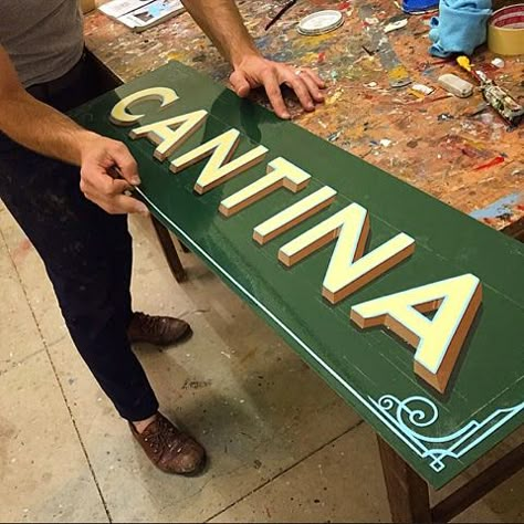 Sign Painting Lettering, Sign Lettering, Sign Painter, Painting Lettering, Pinstripe Art, Carved Wood Signs, Pinstriping Designs, Sign Writing, Sign Painting