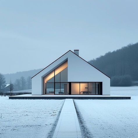 House With Sloping Roof, Minimalistic Architecture House, Minimalist Home Architecture, Shed Roof Architecture, Minimalist Architecture Exterior, Minimalist House Exterior Design, Minimalistic House Design, Concrete Minimalist House, Modern White House