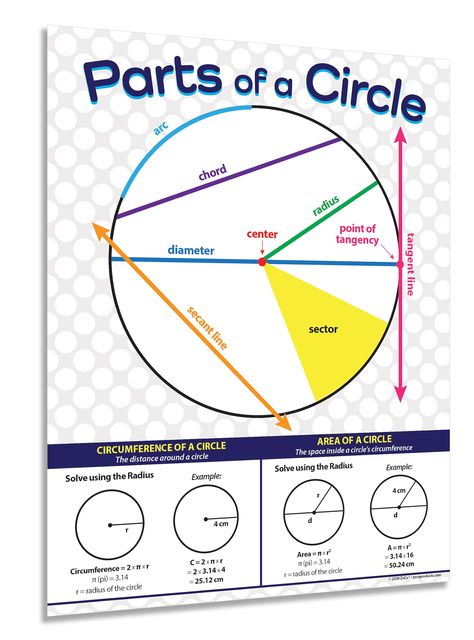 PRICES MAY VARY. EDUCATIONAL REFERENCE CHART: This handy poster has an image of a circle with all the parts labeled (arc, chord, diameter, radius, point of tangency, sector, secant line, center, and tangent line). It also shows the formulas and examples on how to find the circumference of a circle and how to find the area of a circle. A MUST HAVE: Our educational math anchor chart is a must have for any middle or high school algebra or geometry class. It's a great resource for homeschooling too. Maths Charts For Classroom, High School Math Classroom Posters, Classroom Posters High School, Plane Math, Grade Goals, Math Decorations, Classroom Posters Elementary, Circle Formula, Math Terms