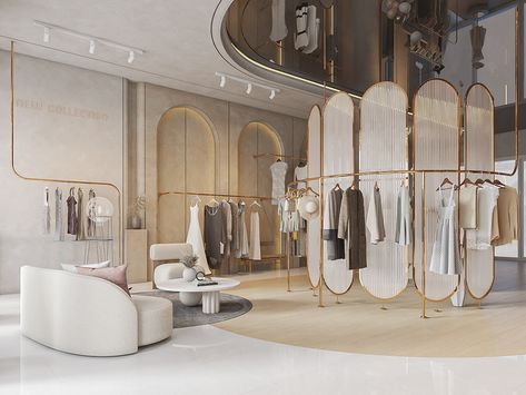 Interior Fashion Store Design on Behance Fashion Shop Interior, Fashion Retail Interior, Clothing Boutique Interior, Luxury Clothing Store, Luxury Retail Store, Shop Counter Design, Fashion Store Design, Retail Store Interior Design, Clothing Store Interior