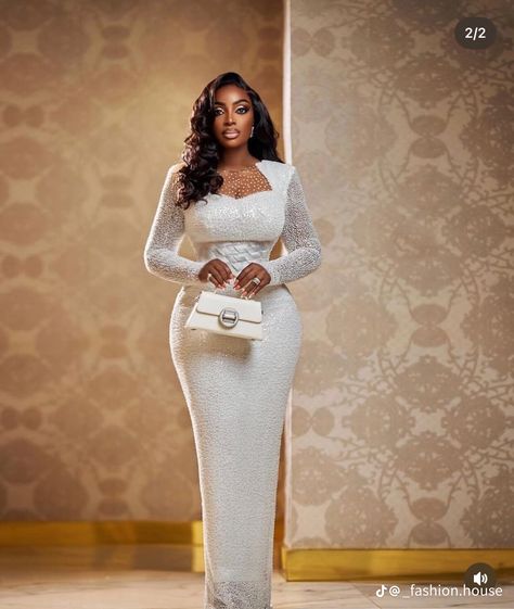 White Nigerian Dress, Latest Style For White Lace Gown, Wedding Guest Outfit For Plus Size Women, Long Dinner Gown Styles, Elegant Civil Wedding Dress Classy, Lace Styles For Women Nigerian Fashion, White Lace Gown Styles Nigerian, Civil Wedding Outfit The Bride, Latest Lace Styles For Wedding