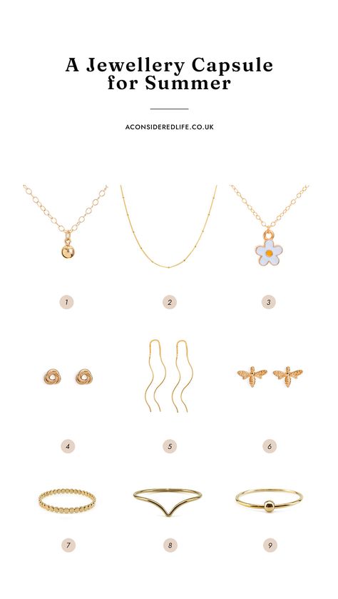 Capsule Jewelry Wardrobe, Capsule Jewelry, Capsule Wardrobe Jewelry, Jewelry Capsule, Capsule 2023, Full Wardrobe, Create A Capsule Wardrobe, 20 Something, Summer Jewellery