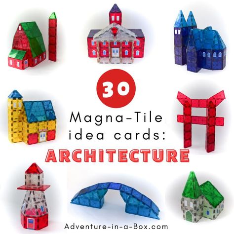 Explore civic, domestic, and vernacular structures with these architecture magnetic tile ideas! https://www.adventure-in-a-box.com/30-architecture-magnetic-tile-ideas/ Mounting Putty, Magna Tiles, Indoor Activities For Toddlers, Tiles Ideas, Magnetic Tiles, Design Cards, Castle Designs, Sticker Template, Toddler Learning Activities