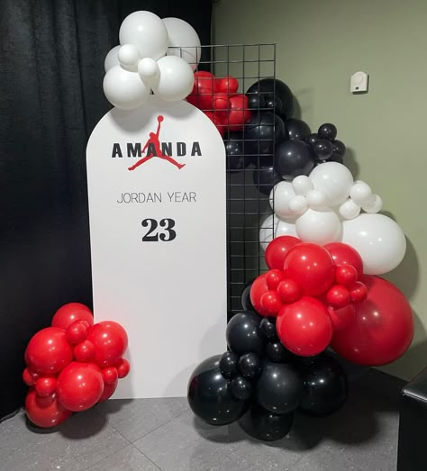 Picture Perfect Events on Instagram: “Flash Back Friday to this J23 Set Up we did in October. Honestly we’ve lost count, but as you already know Jordan Themed Birthdays are…” Jordan Year Birthday Party Ideas, 23 Birthday Jordan Year, Jordan Year Party, Michael Jordan Party Ideas, Sneakers Birthday Theme, Jordan 1 Birthday Theme, 23 Themed Birthday, Jordan Year Birthday 23 Ideas, Jordan 23 Birthday Ideas