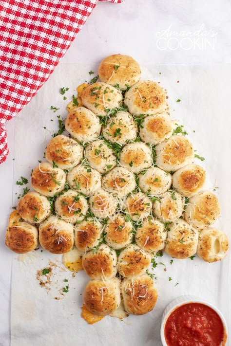 Make a festive Christmas Tree Pull Apart Bread this holiday season. A great addition to your holiday appetizer table, perfect for parties- best eaten warm! Christmas Tree Rolls Pull Apart, Tree Pull Apart Bread, Christmas Tree Pull Apart, Christmas Tree Pull Apart Bread, Christmas Tree Bread, Cookie Cookbook, Christmas Meals, Festive Appetizers, Christmas Bread