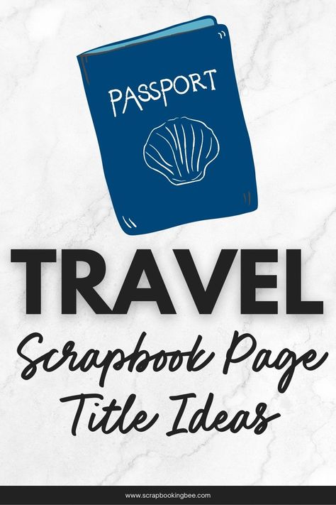 Title ideas for your travel themed scrapbook pages. Cruise Scrapbook Titles, Caribbean Cruise Scrapbook Layouts, Scrapbook Travel Layouts, Album Title Ideas Facebook, Travel Scrapbook Pages Ideas, Travel Journal Title Page, Travel Scrapbooking Ideas Layout, Scrapbook Title Page Ideas, Page Title Ideas