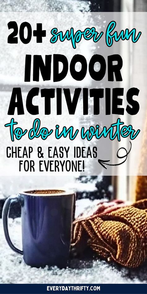 Looking for ways to beat winter boredom? This blog post offers 20 indoor winter activities perfect for kids, teens, and families! From DIY paint sessions to living room campouts, these fun winter activities are budget-friendly and ideal for cozy days. Perfect for a winter bucket list or no spend activities that everyone can enjoy together. Try these creative ideas for a memorable season! Winter Babysitting Activities, January With Kids, Inside Winter Activities For Kids, Indoor Winter Activities For Adults, Things To Do With Family At Home, Fun Snow Day Activities For Kids, January Activity Ideas For Seniors, Winter Kids Activities Indoor, Winter Fun Ideas