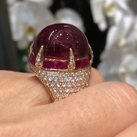 Royal Party, Lotus Jewelry, 10k Gold Ring, Pink Ruby, Wedding Rings Solitaire, Big Rings, Cluster Necklace, Anniversary Gifts For Wife, Cz Ring