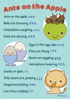 Phonics Rhymes, Rhyming Poems For Kids, Apple Poster, Boyfriend Jokes, English Poems For Kids, Rhyming Poems, Phonics For Kids, Phonics Resources, Kindergarten Songs