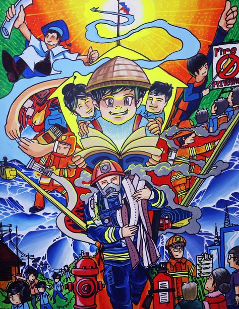 Theme: “Matuto Ka. Sunog Iwasan na!” Medium: Poster Color on Illustration Board Pagbasa Poster Making, Kalayaan Poster Making, Illustration Board Design Ideas, Fire Prevention Poster Ideas, Poster Making Drawing, Poster Making Ideas For Competition, Buwan Ng Wika Drawing, Fire Prevention Poster, Poster Ideas Drawing