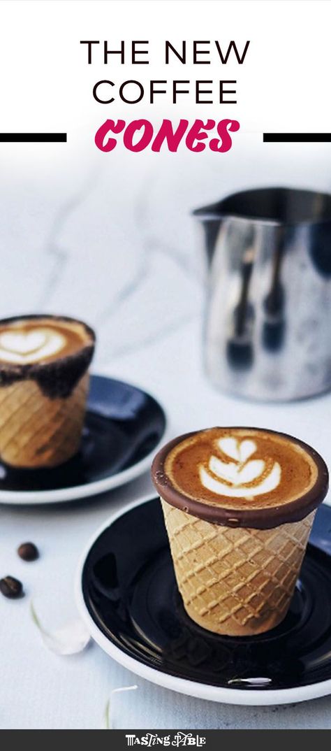 Why wouldn't you want to sip coffee from a waffle cone? #coffeeshops Coffee In A Cone, Coffee Facts, Coffee Shop Ideas, Coffee Life, Cappuccino Machine, Best Recipes Ever, Coffee Business, Waffle Cone, Coffee Ideas