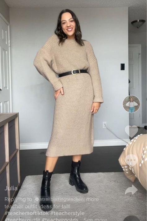 Rib-knit Dress curated on LTK Knit Dress Mid Size, Knit Dress Office Outfit, Knitted Long Dress Outfit, Knitted Dress With Belt, Winter Dress Knitted, Knitted Dresses For Women Winter, H&m Knit Dress, Sweater Dress Midsize, Cream Knit Dress Outfit Winter