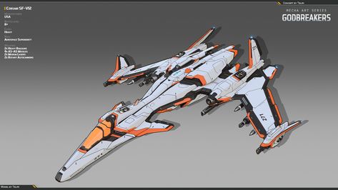 "Corsair fighter" by Andrew Mezentsew Sci Fi Ship, Ship Concept Art, Concept Vehicles Sci Fi, Space Fighter, Space Ship Concept Art, Starship Concept, Flying Vehicles, Megaman X, Starship Design