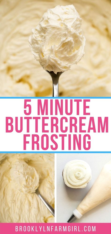 Homemade Cupcake Frosting Easy, 5 Minute Buttercream Frosting, Homade Frosting Recipes Easy, How To Make Homemade Icing For Cakes, Easy Homemade Icing For Cake, Quick Cupcake Frosting, Quick And Easy Icing Recipes, Easy Buttercream Frosting 2 Ingredients, Homemade Buttercream Frosting For Cookies