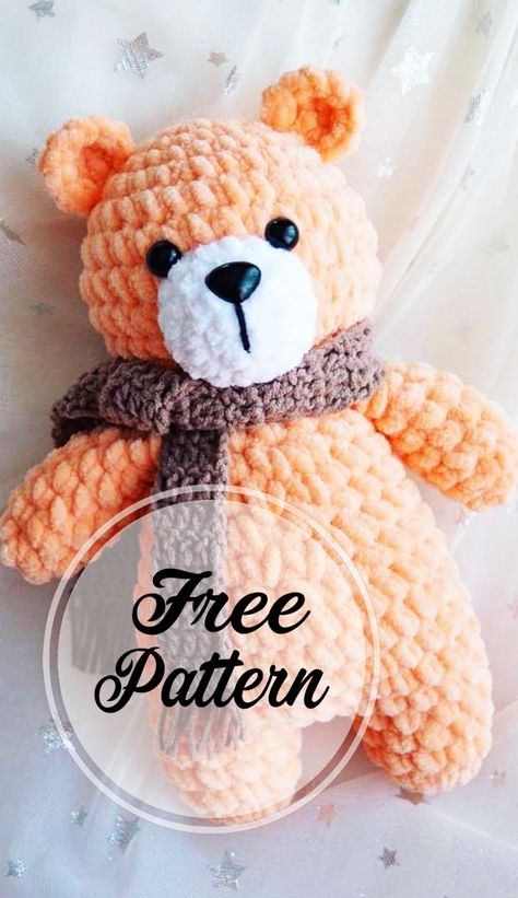 Crocheted Teddy Bear, Teddy Bear Patterns Free, Crochet Stuffies, Bear Patterns Free, Crochet Bear Patterns, Crochet Teddy Bear Pattern, Confection Au Crochet, Crochet Plushies, Pola Amigurumi