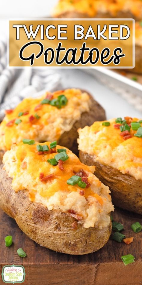 Twice Baked Potatoes Twice Baked Potato Recipe, Ruths Chris, Easy Twice Baked Potatoes, Twice Baked Potatoes Recipe, Best Twice Baked Potatoes, Vegetable Ideas, Bacon Potatoes, Bacon Ranch Potatoes, Best Potato Recipes