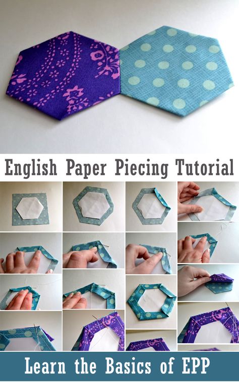 How To Piece A Hexagon Quilt, Patchwork English Paper Piecing, How To Hexagon Quilt, English Piecing Patterns, Epp Tutorial Paper Piecing, What Is Paper Piecing, How To Make A Hexagon Quilt, Hexie Projects Free Pattern, Square English Paper Piecing