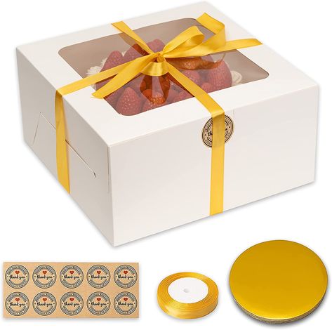 Doughnut Packaging Ideas, Doughnut Packaging, Cake Boxes Packaging, 10 Inch Cake, Golden Cake, Pastry Design, Plastic Party Plates, Bakery Boxes, Types Of Desserts