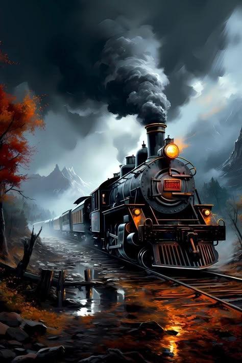 Train Artwork, Trains Photography, Steam Trains Photography, Train Wallpaper, Old Steam Train, Railroad Art, Train Photography, Train Art, Old Trains