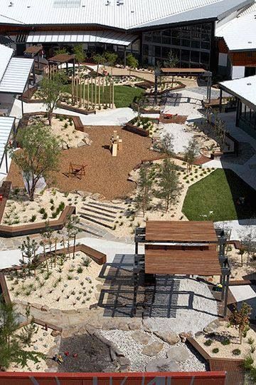 HASSEL | Projects - Harbour family and children's centre, Melbourne Australia Kindergarten Architecture, Playgrounds Architecture, Playground Landscaping, Children Playground, Urban Landscape Design, Play Ground, Natural Playground, Playground Design, Landscape Architecture Design