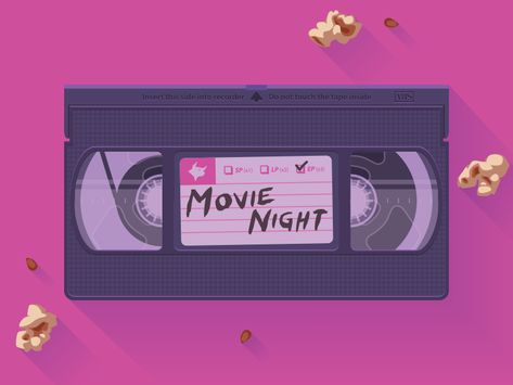 Movie Night Logo, Movie Club Logo, Film Illustration Art, Movie Night Graphic, Movie Icon Aesthetic Logo, Movie Night Graphic Design, Movie Night Poster Design, Vhs Illustration, Movie Night Illustration