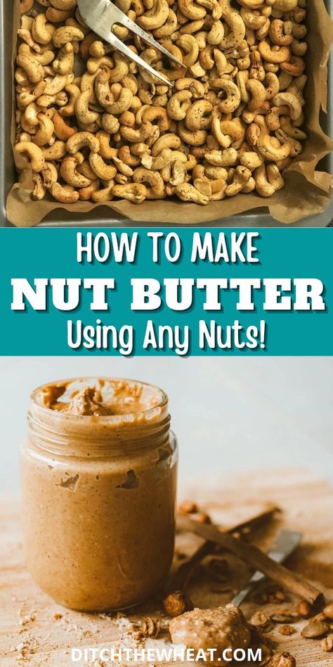 Master the basics of how to make nut butter at home and save money. This recipe is great for making homemade peanut butter, almond butter, macadamia nut butter, and cashew butter! https://www.rfr.bz/plfxojf Diy Nut Butter Recipes, Nut Butter Recipes Healthy, How To Make Homemade Nut Butters, Diy Nut Butter, Mixed Nut Butter Recipes, Homemade Cashew Butter, Nut Butters Recipes, How To Make Cashew Butter, How To Make Nut Butter