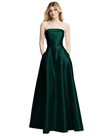 Green Formal Dresses for Women: Formal, Casual & Party Dresses - Macy's Satin Mermaid Dress, Gown With Pockets, Black Tie Attire, Green Formal Dresses, Alfred Sung, Casual Party Dresses, Satin Gown, Formal Dresses For Women, A Line Gown