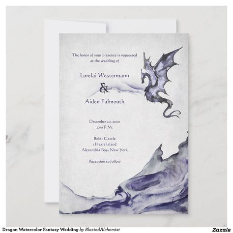 Dragon Watercolor, Boldt Castle, Dragon Wedding, Alexandria Bay, Viking Wedding, Fantasy Wedding, Falmouth, Wedding Invitation Templates, Wedding Invitation