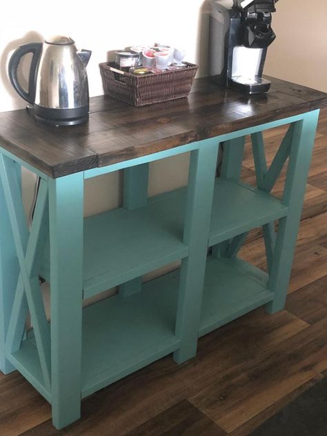 Coffee Bar Ideas Diy, Console Table Coffee Bar, X Console Table, Console Table Coffee, Coffee Bar Ideas Kitchen Counter, Diy Coffee Station, Bar Console, Coffee Bar Station, Coffee Bar Ideas