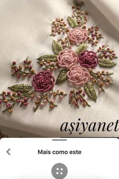 Embroidery Designs For Jainsem, Hand Embroidery On Pink Fabric, Jainsem Embroidery Design, Embroidery Patterns Flowers, Simple Hand Embroidery Patterns, Hand Beaded Embroidery, Hand Embroidery Dress, Motifs Perler, Bead Embroidery Tutorial