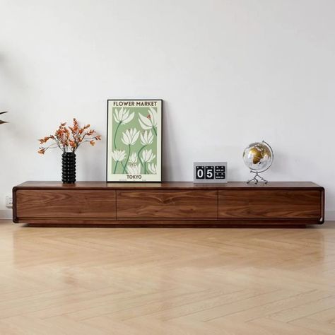 Dark Wood Tv Stand Decor Living Room, Simple Tv Console Table, Living Room Tv Console Decor, Tv Table Living Room, Tv Table Ideas, Tv Stand Bedroom, Dark Wood Tv Stand, Dressing Room Lighting, Tv Unit Living Room