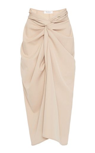 Uva Lightweight Wool Draped Skirt by Max Mara | Moda Operandi Elegant Skirts, Knot Skirt, Pencil Skirt Casual, Beige Skirt, Wool Crepe, Women Streetwear, High Waisted Pencil Skirt, Rock Chic, Glam Dresses