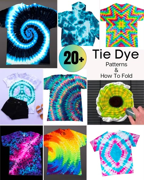 Tie Diy Patterns, Tie Dye Techniques Pattern Tutorials, Tulip Flower Crochet, Tie Dye Patterns Tutorials, Tie Dye Techniques Pattern, Funky Crafts, Cool Tie Dye Patterns, Easy Diy Tie Dye, Tie Die Patterns