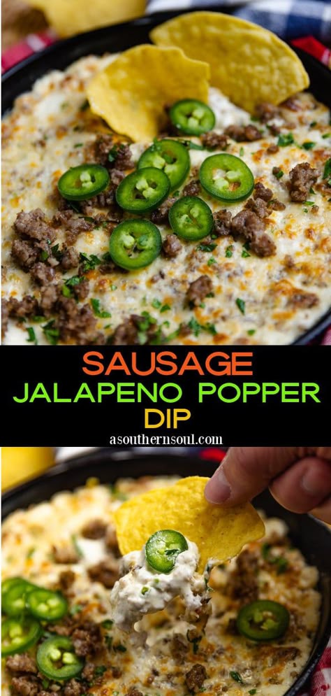 Jalapeno Poppers With Sausage, Jalapeno Popper Dip, Popper Dip, Spicy Dip, Jalapeno Popper, Appetizers Easy Finger Food, Best Appetizer Recipes, Dip Recipes Easy, Recipes Appetizers And Snacks